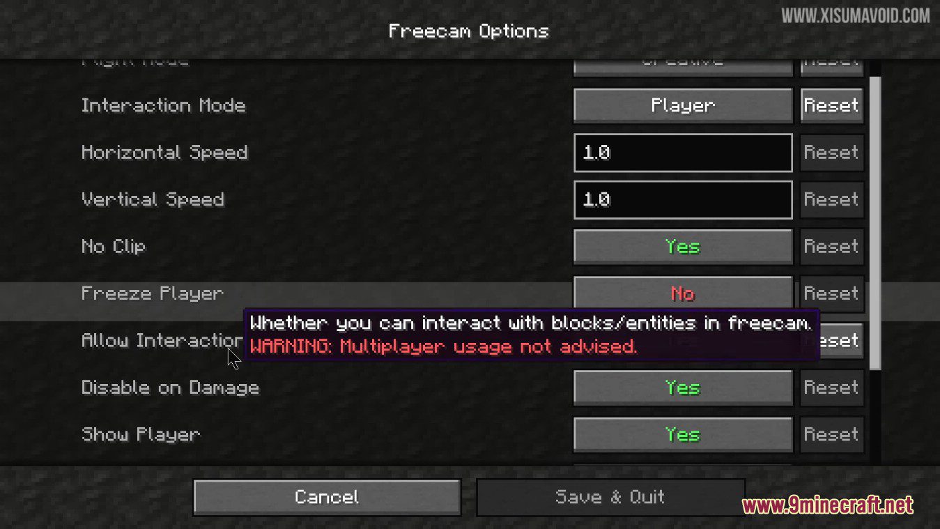 Freecam mod 1minecraft