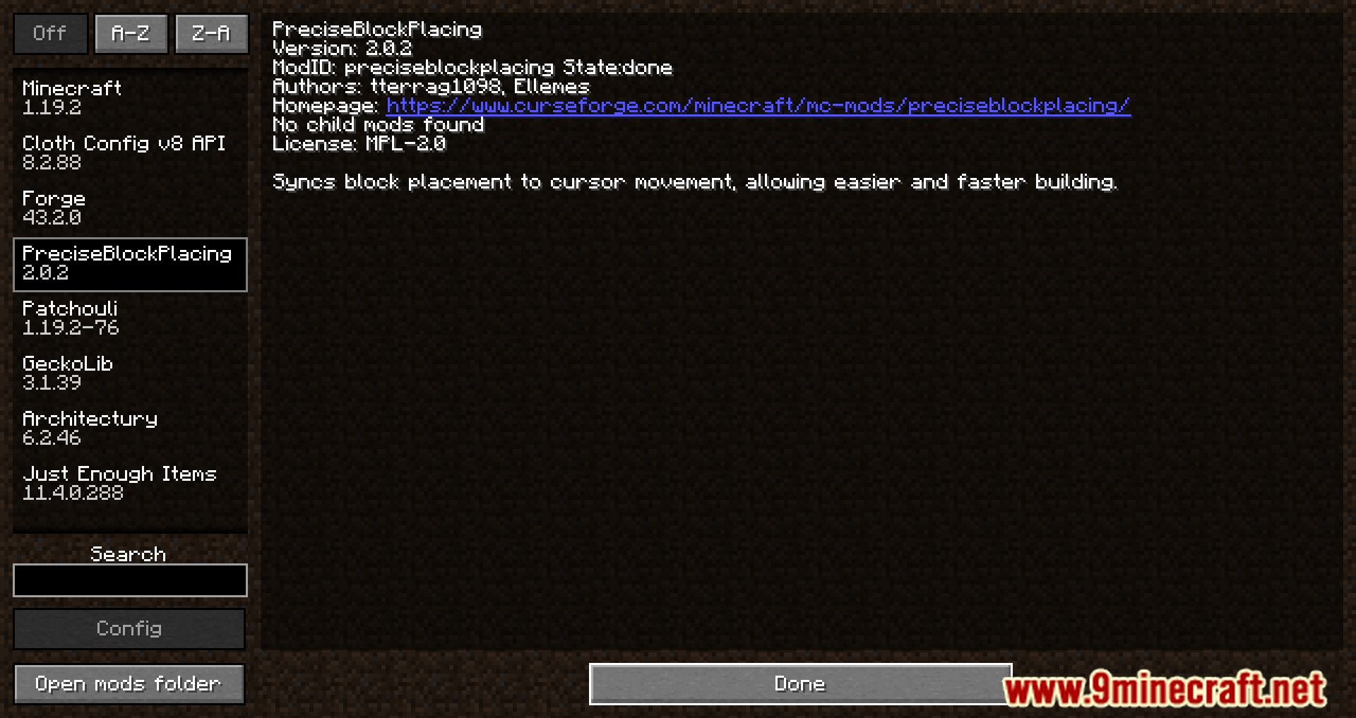 Precise Block Placing Mod - 1Minecraft